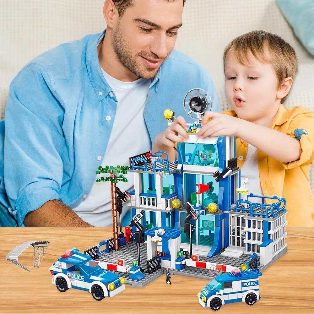 City Police Station Building Block Set Children's Educational Toys DIY Assembly Creative Small Particle Blocks Boys' Gift