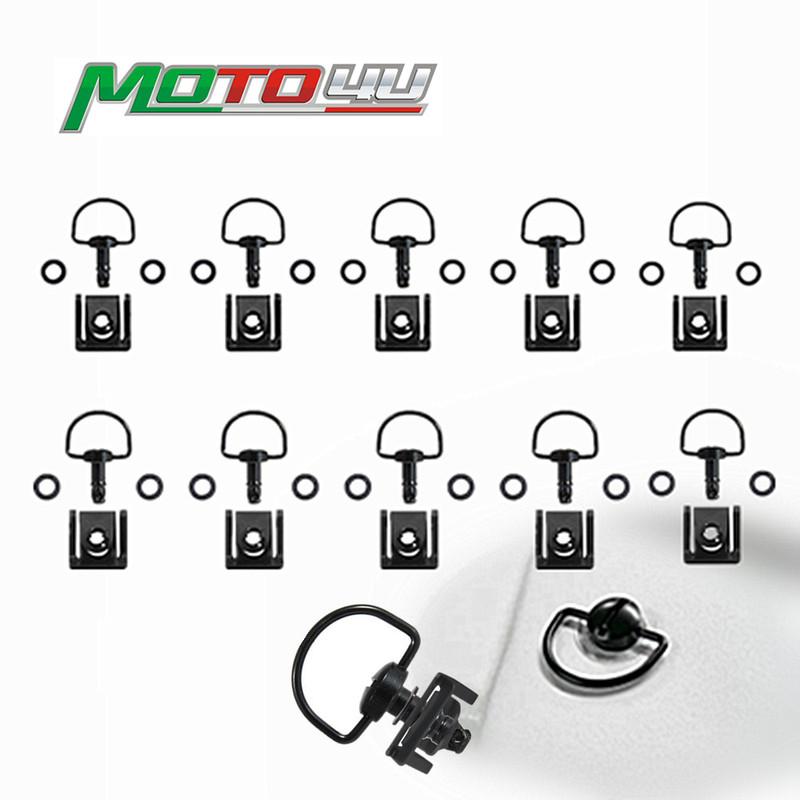 All Black 17MM Universal Race Fairing Fasteners Quick Release D-RING 1/4 Turn Motorcycle Racing Bolts Screws For Yamaha For BMW