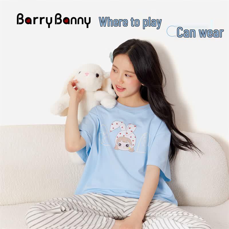 BARRY BANNY Girls' Cartoon Print Short Sleeve T-Shirt