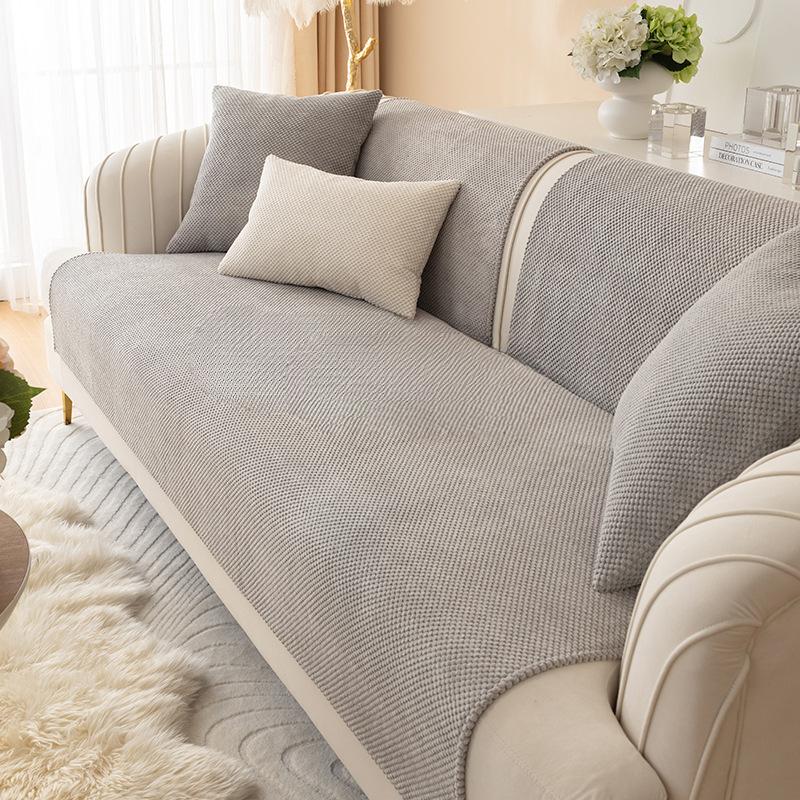 Plysj Sofapute Fire Sesonger Universell Enkel Grå Høst og Vinter Sklisikker Skinn Sofatrekk Putetrekk Stoff
