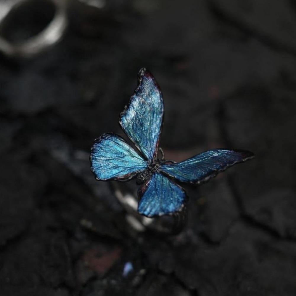 Vintage Dreamlike Butterfly Ring Shiny Opening Ring Stackable Realistic Butterfly Ring  Women Men