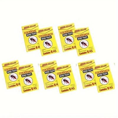 6-Piece Powerful Cockroach & Fly Trap Stickers - Strong Adhesive, No Electricity Needed, Indoor Pest Control