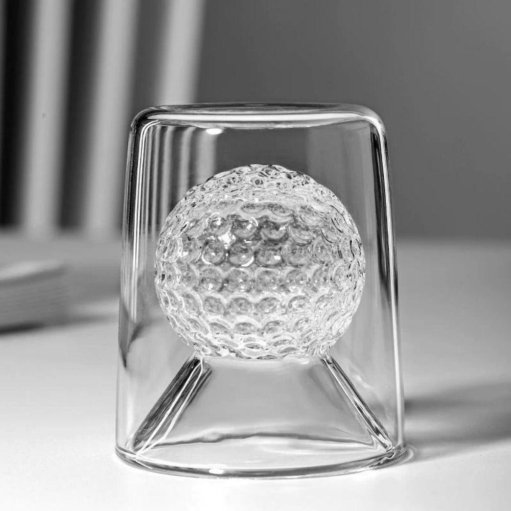 Creative Clear Glass Cup 3D Rugby/Golf Ball Shape Whiskey Beer Cup Mini Whisky Dispenser Drinking