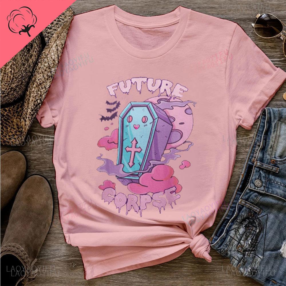 

Пастельный гот гроб будущий труп футболка каваи фея кей пастельный гранж футболка розовая каваи футболка харадзюку футболки Хэллоуин футболки 4XL