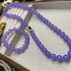 Medieval Vintage Fashion Design Bingbing Same Emperor 12M Violet Bead Agate Necklace Bracelet Set