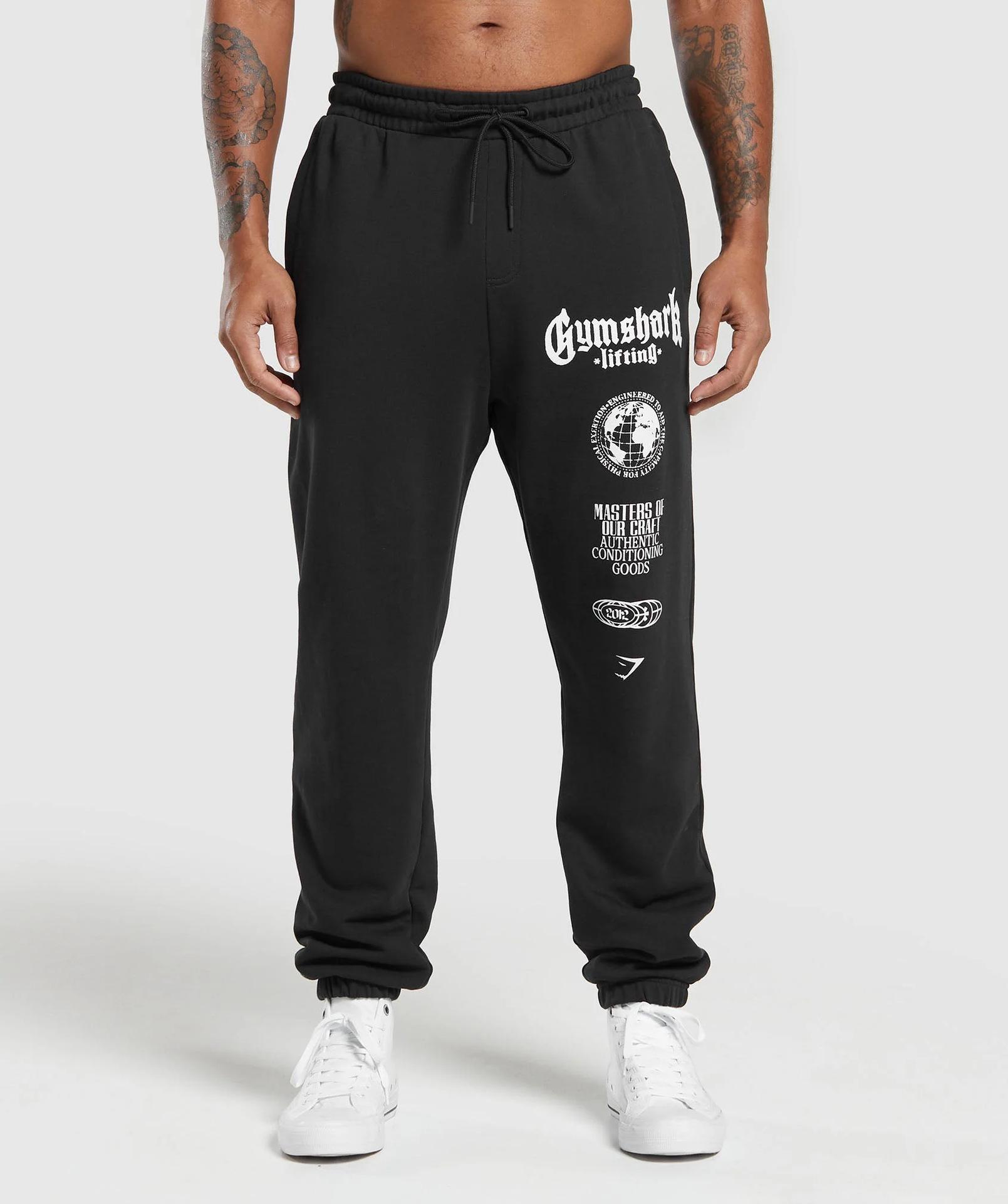 Men s American Style Shark Fitness Joggers - Outdoor Sports, Casual, Cotton, Loose Fit, Plus Size XL