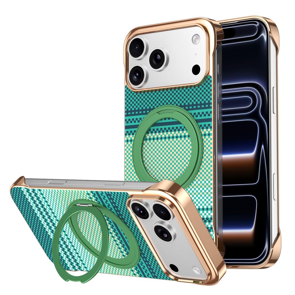 360 rotating bracket is suitable for Apple 17promax Kevlar water sticker mobile phone case iPhone16 electroplating case