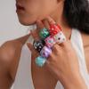 Contemporary Resin Cocktail Ring Featuring 3D Wrinkled Design And Brilliant Crystal Embellishments Finger Accessory