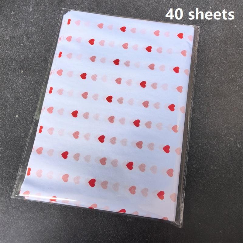New 40 Sheets Small Peach Heart Paper Floral Lining Paper Bagged For Floral Arrangements Holidays Birthdays 50X35CM