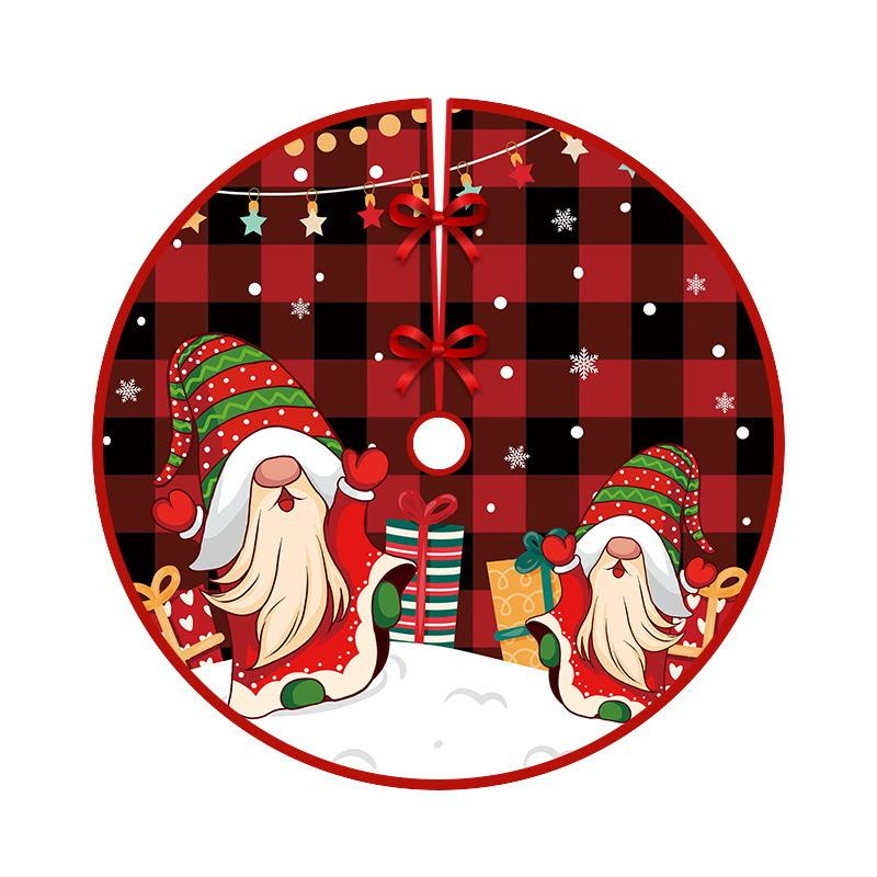 90cm Christmas Tree Skirt Red Rustic Snowflake Santa Claus Printed Xmas Tree Carpet Christmas Decor Mat New Year Decor For Home