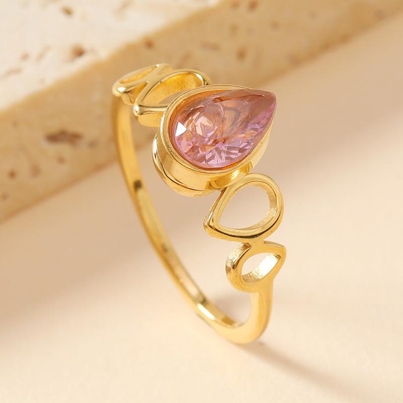 Colored Zircon Geometric Water-Drop Ring Women Minimalist Trendy Finger Rings Luxury Zircon Birthday Gift Wholesale 2025 New In