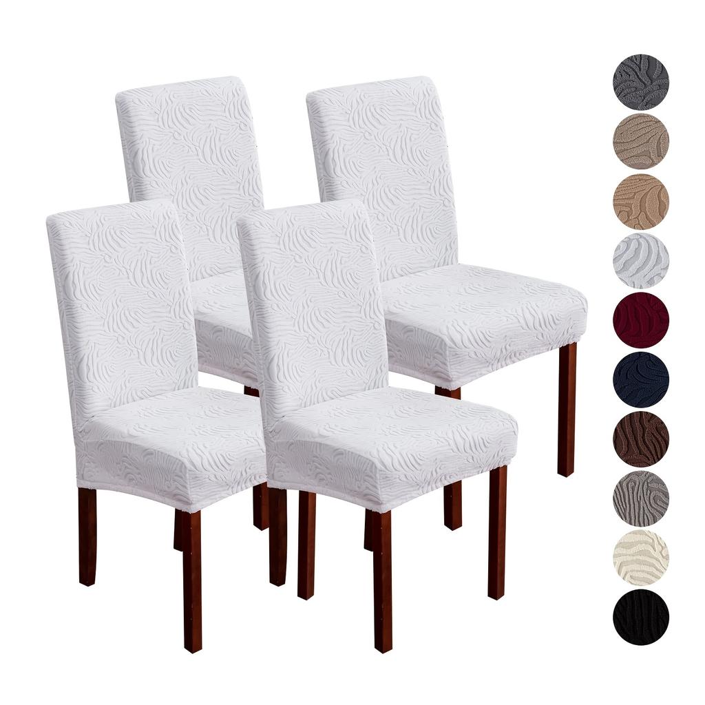 Waterproof Chair Covers for Dining Room, Stretch Jacquard Dining Chair Slipcovers Removable Washable Chair Protector for Kitchen, Hotel, Restaurant