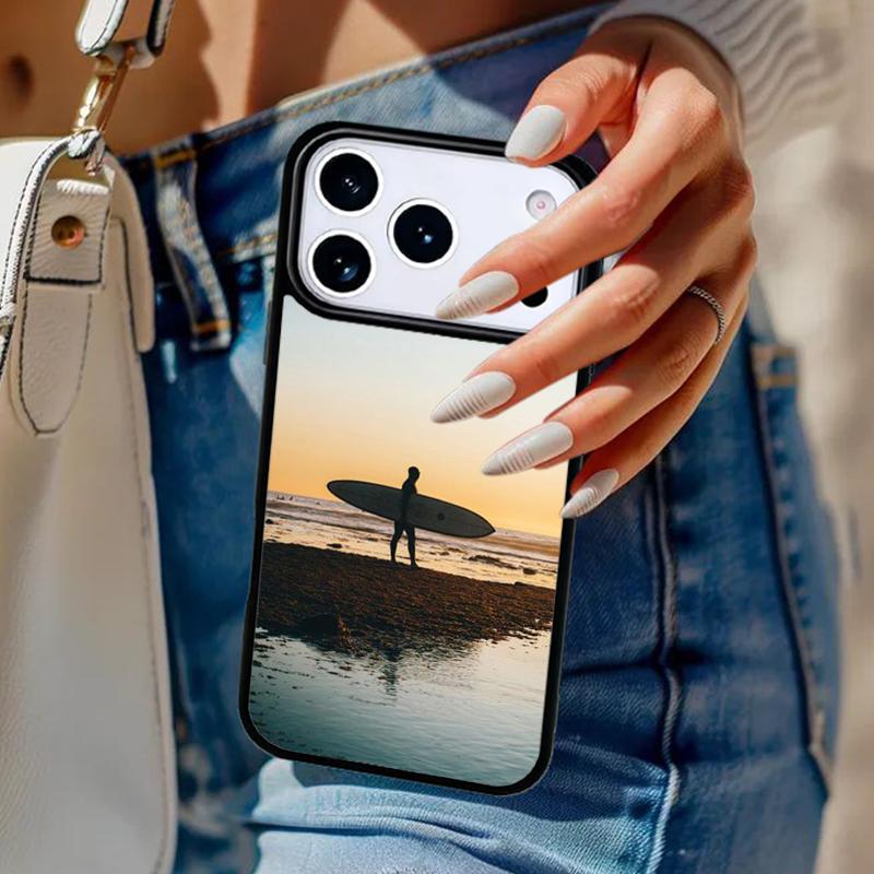 Beach Surf Board Ocean Waves Phone Case For iPhone 17 Air 14 15 13 12 Max Cover For Apple 14 15 16 16e 11 Pro Max Plus Coque