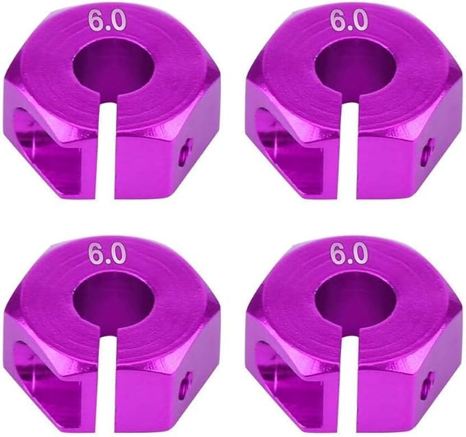 4Pcs 12mm Hex Wheel Hub Adapters – Universal for 1/10 RC Cars HSP Sakura – 6mm Height, Purple