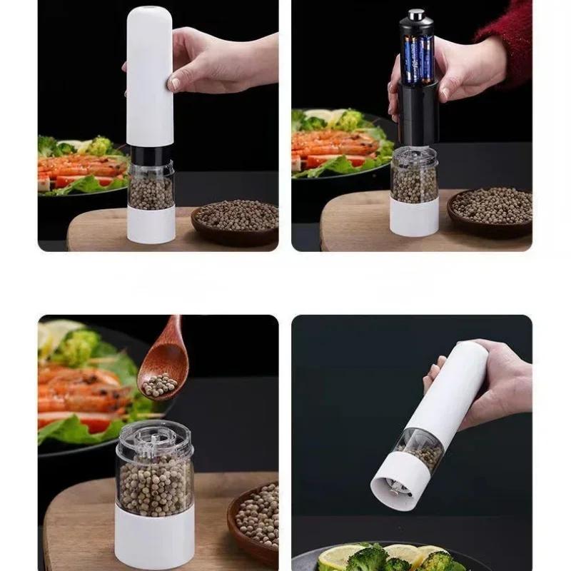 Salt Pepper Mill ABS Salt Pepper Grinder Electric Pepper Powder Mill Ceramic Grinding Core Steak Seasoning Mill Kitchen Gadget