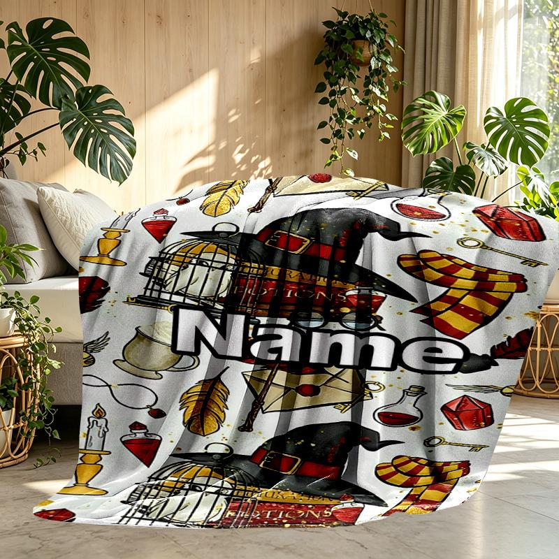 Custom Name Personalized Harry  Potter Print Blankets, Home Decor, Bedroom, Sofa, Camping, Couch, Gifts for Birthday Christmas