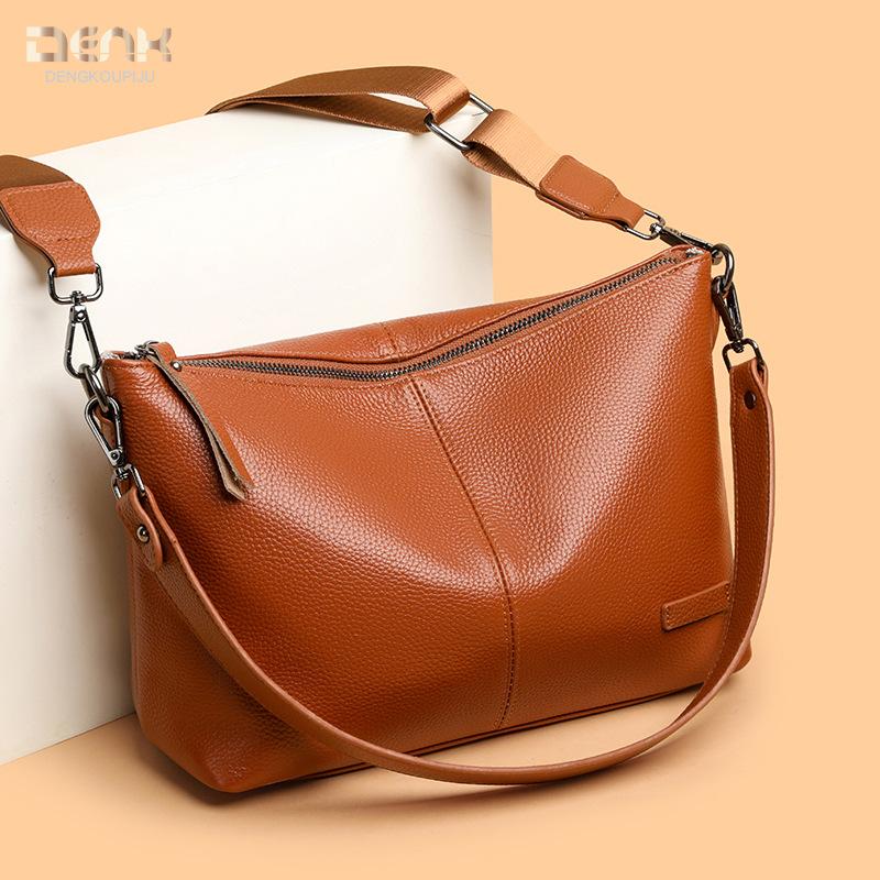 Genuine Leather Women's Bag Large Capacity High-end Fashionable Single-shoulder Crossbody Bag Large Cowhide Bag