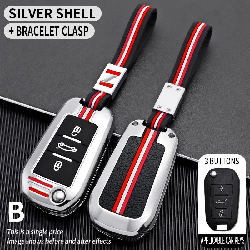 3 Bottons Metal Car Key Cover Fob Case Shell For Peugeot 2008 3008 308 408 508 4008 5008 For Citroen C4 C6 C3-Xr
