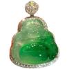 Imperial Green Jade Guanyin Buddha Pendant Necklace with Floating Flowers
