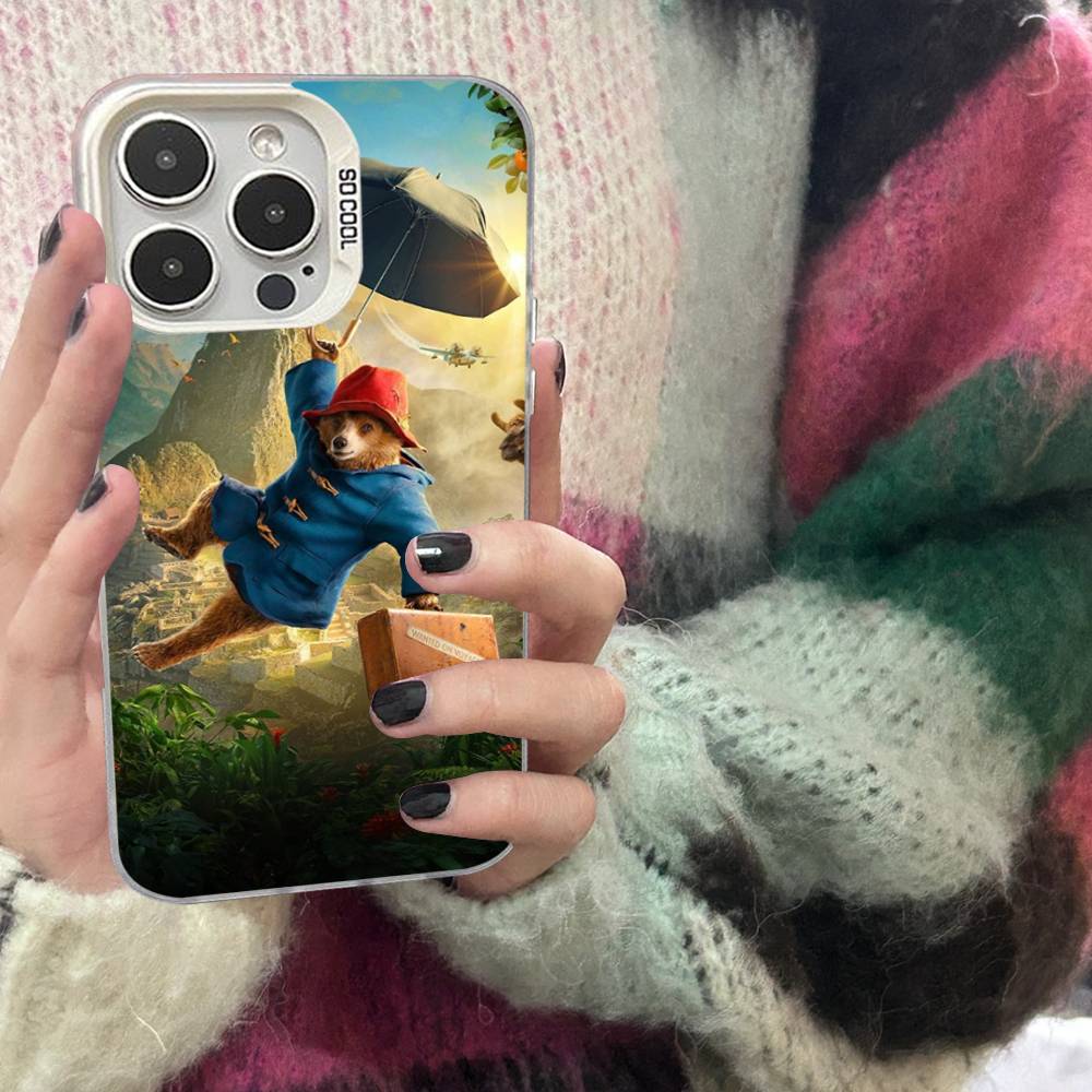 Cute P-Paddington B-BearS Colorful Phone Case Silver Suitable For iPhone 12 11 13 14 15 16 17 Max Pro Plus X XR XS