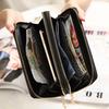 Qiman Shi Women's Korean Double Zipper Patent Leather Wallet & Phone Clutch