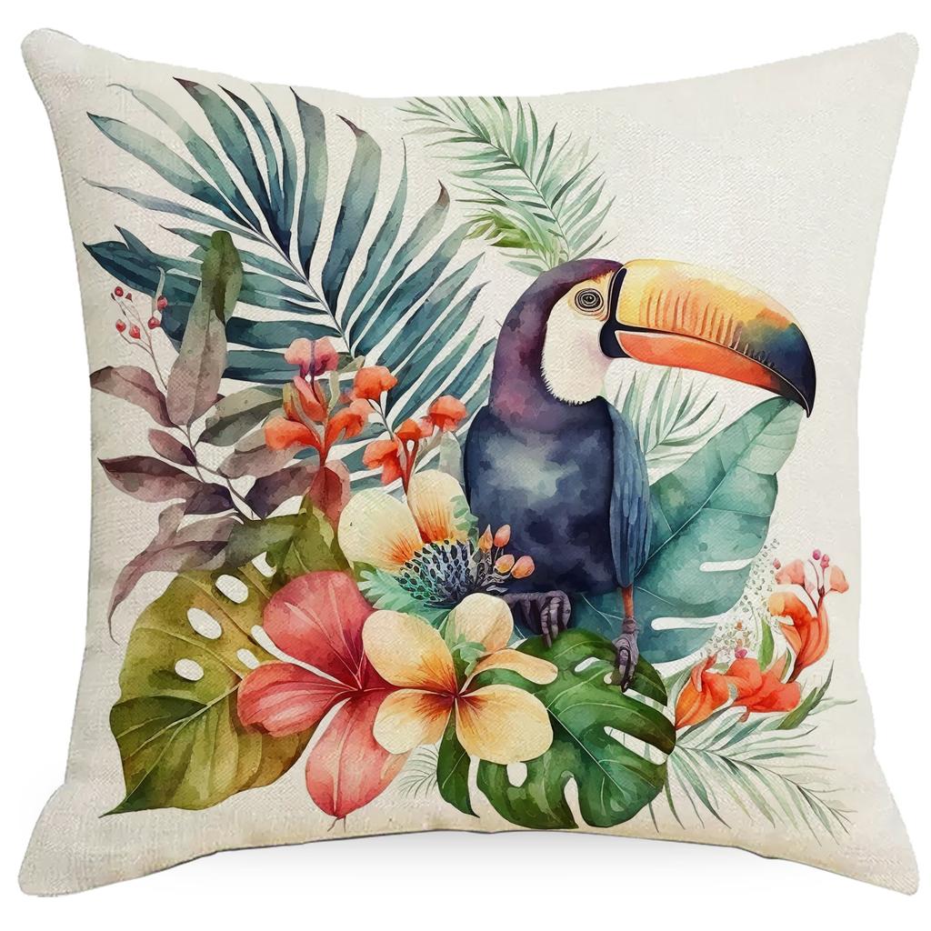Sommerblumen, Flamingo, Kolibri-Pflanzen-Kissenbezug, Heimsofa-Kissenbezug
