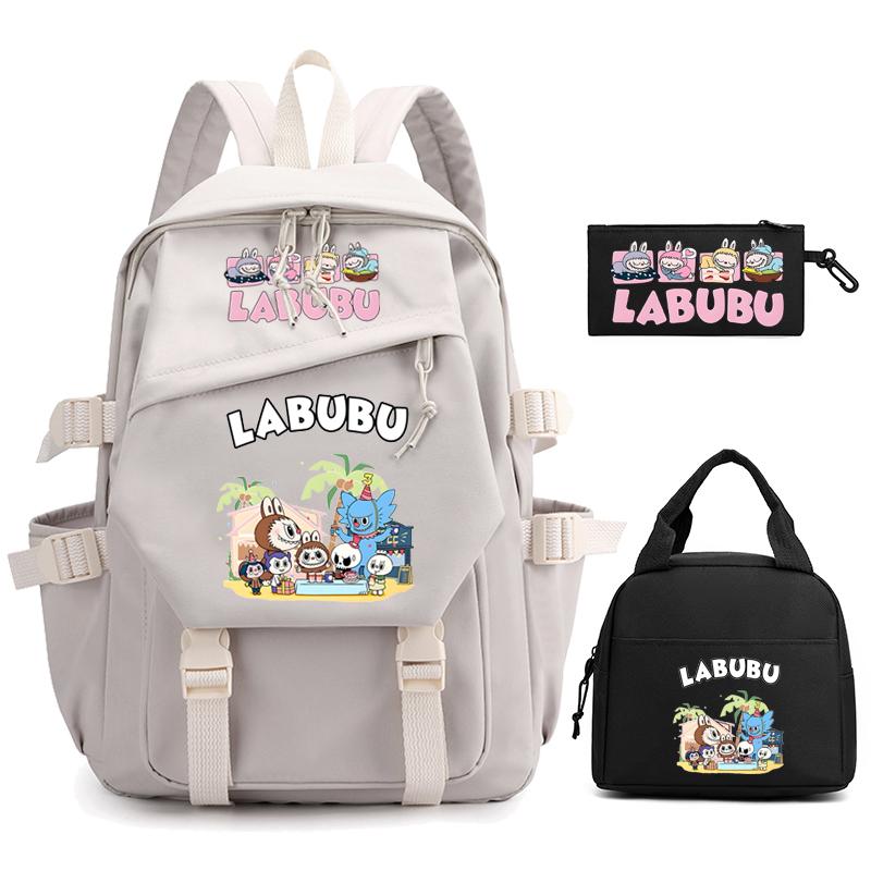 3Pcs/set Cute  Printed Backpack Pencil Case Lunch Bag Teenager Student Girl Boy Schoolbag Women Travel Laptop Bag Mochila