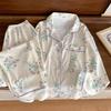 Spring and Autumn New Women's Garden Flowers Pajamas Girls Long-Sleeved Thin Section of Simple High-Level Sense of Suit Homewear