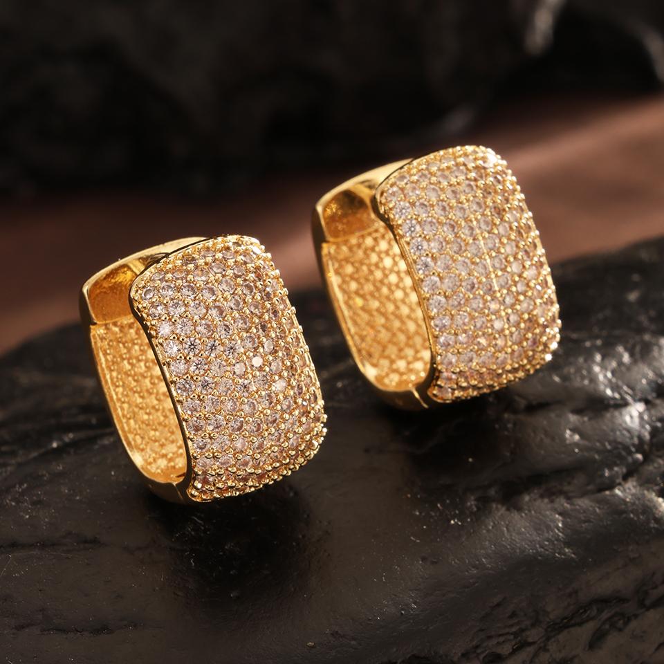 ZAKOL Bling Full Cubic Zirconia Hoop Earrings for Women Temperament Female Ear Accessories Luxury Bridal Wedding Zircon