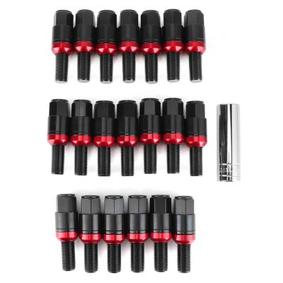 20pcs Wheel Lug Bolts M14x1.5mm Aluminium Alloy Strengthen Screw Rod Fit for 718 Boxster (982) 911 CarreraBlack