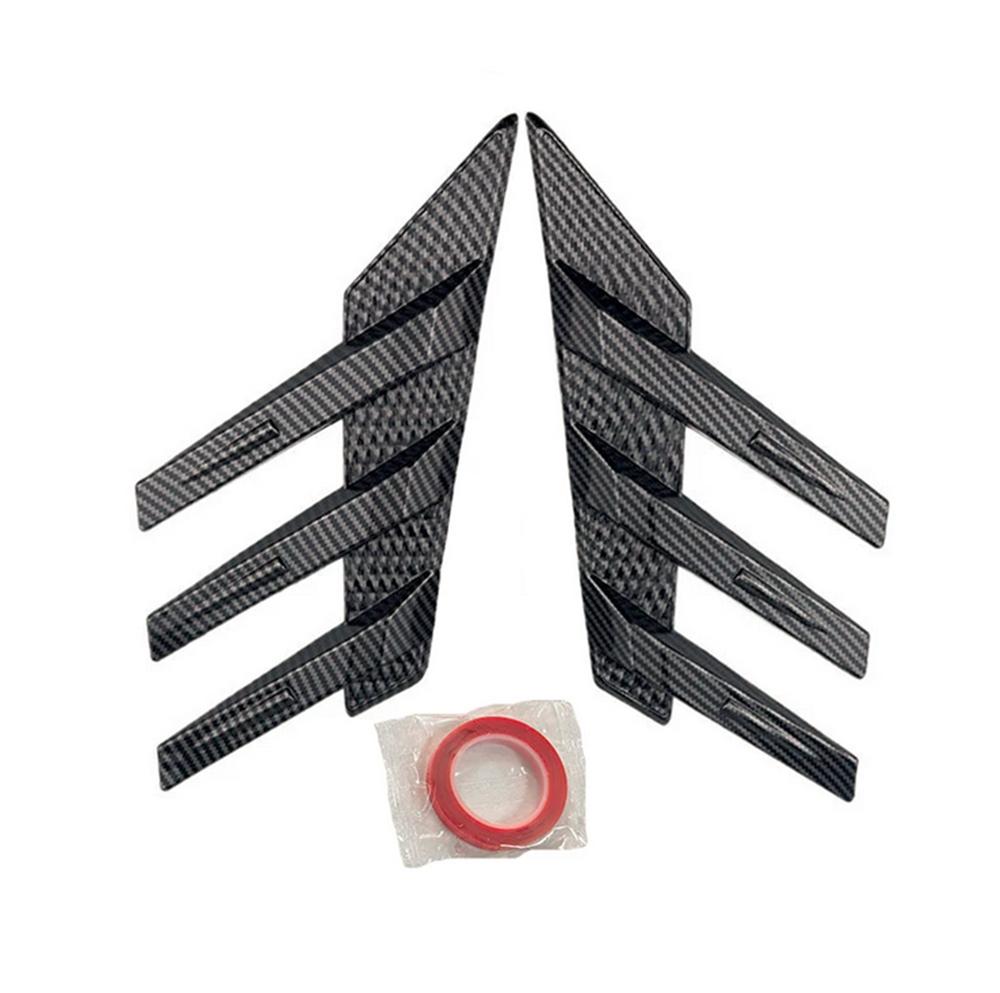 Carbon Fiber Look Rear Triangle Louver Window Sticker Side Spoiler Splitter Trim