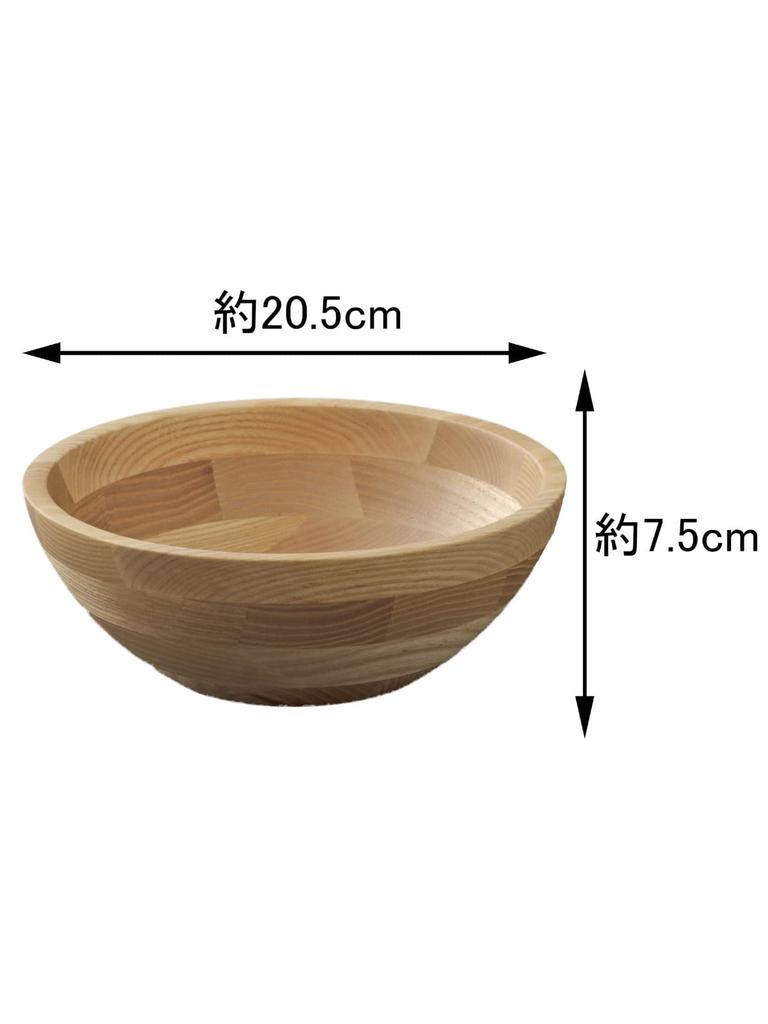 Swanson Shoji Wooden Salad Natural Diameter X Warmth of Stylish Design That Blends In with Your Dining Bowl, Ash, Large, 20.5cm 7.5cm Depth, Wood,