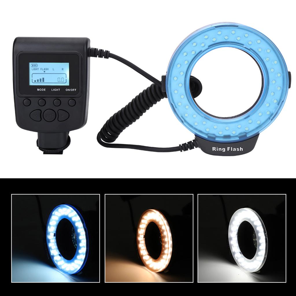 Portable 48 LED Ring Flash Light Lens Adapter Rings Kit For Canon for Nikon for Fuji SLR Camera