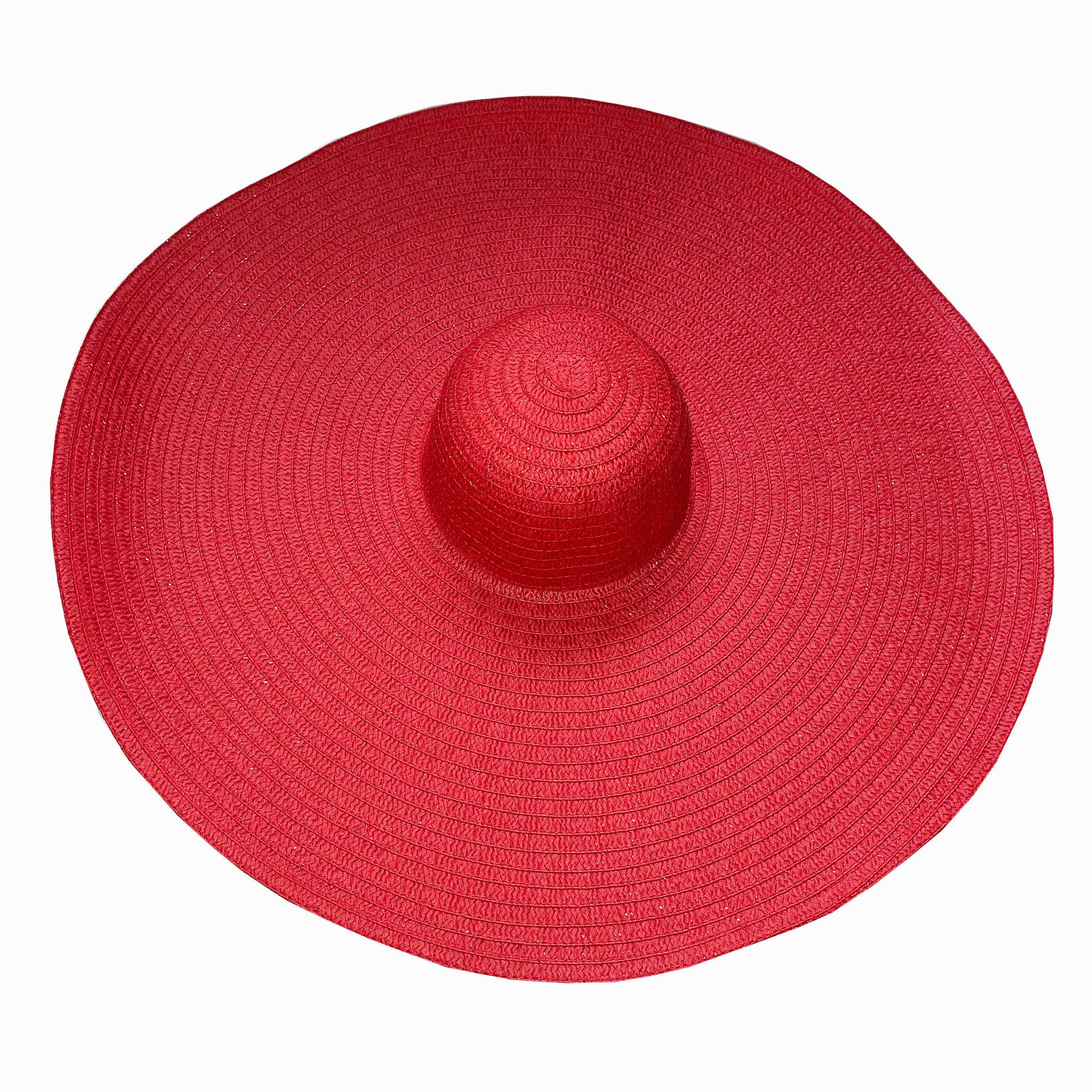 Sommer faltbar tragbar übergroßer Sonnenhut für Damen elegant 70 cm Durchmesser großer breiter Rand Strohhut mehrfarbig Gorras Strandkappe One Size red