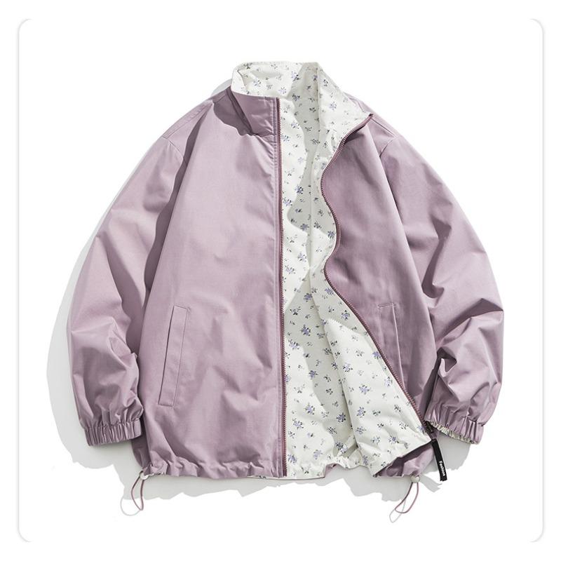Double-sided Jacket Trend Men's Autumn New Double-sided Wear Small Floral Casual Japanese Hong Kong Style Jacket Trend