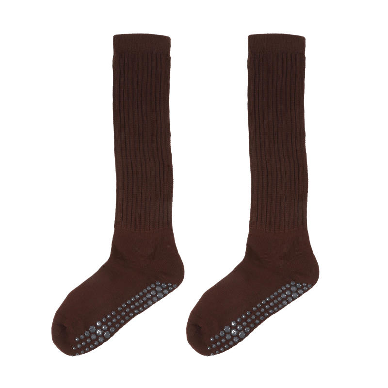 1Pair Women Yoga Pilates Socks with Grips Non Slip Sports Indoor Fitness Socks Professional Calf Socks for Ballet Dance