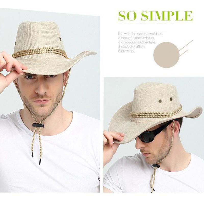 1 STK Retro Leinen Sonnenschutz Kappe Britischer Stil Western Cowboy Einfarbig Herren Atmungsaktiv