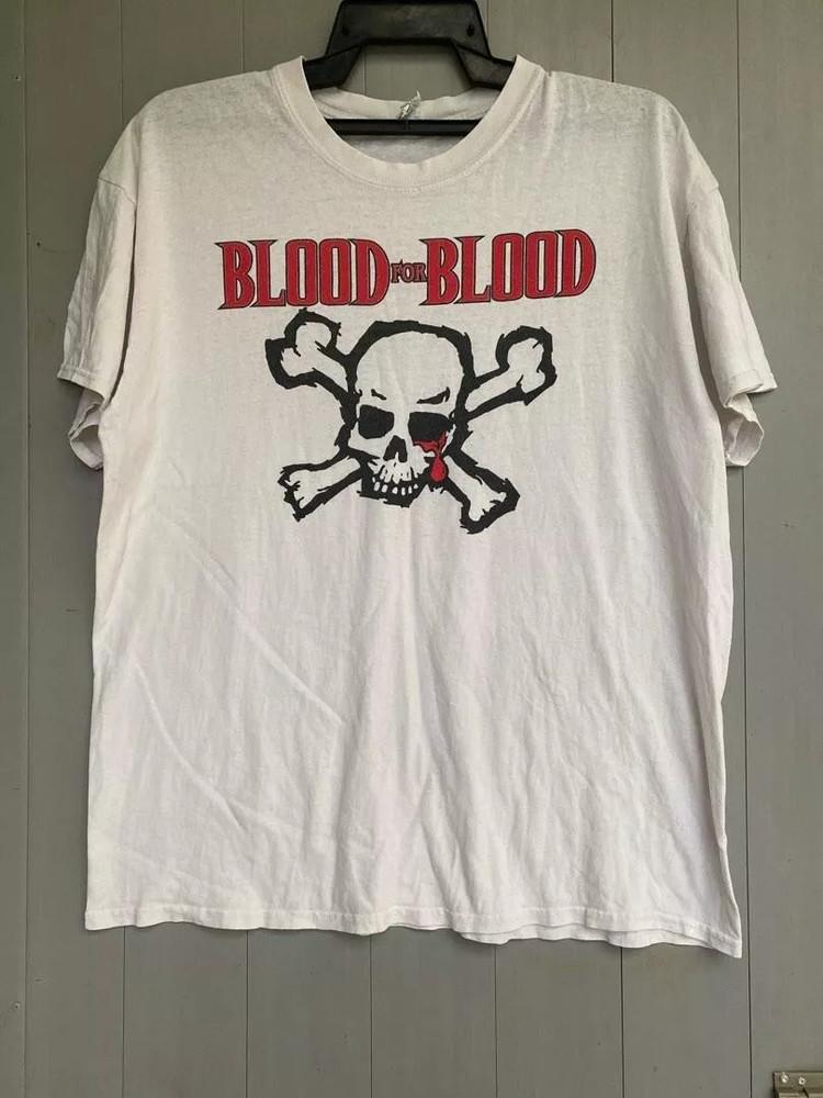 

Blood for blood хардкор группа Череп Белая футболка Полный размер S-5XL Унисекс Футболка S