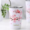 1pc 304 Stainless Steel Ins Hands-on Cup Straw High-value Girls Milk Tea Coffee Cup Anti-fall Water Bottle Water Cup Cherry Blos