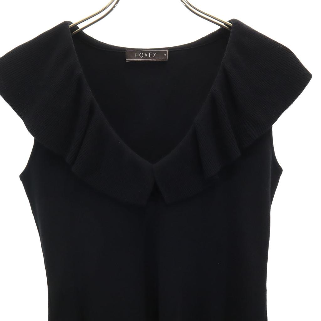 FOXEY 28689-KSTFF125NM-2 No Sleeve V Neck Cut 38 Black Women Used