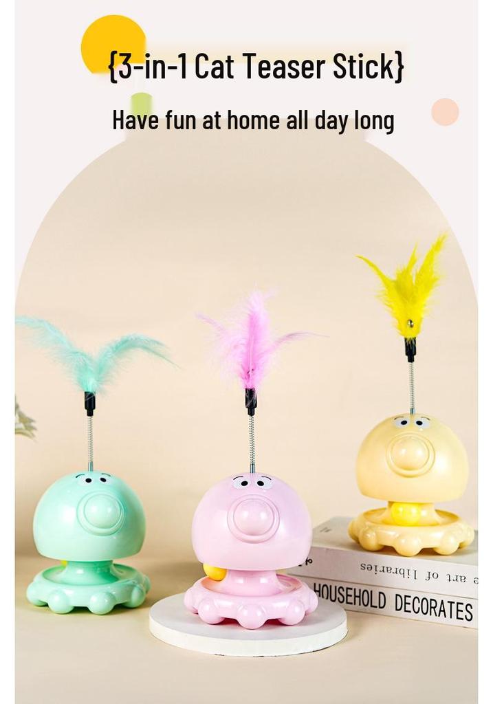Octopus Cat Teaser Toy Set with Self-Entertainment Mint Balls and Turntable