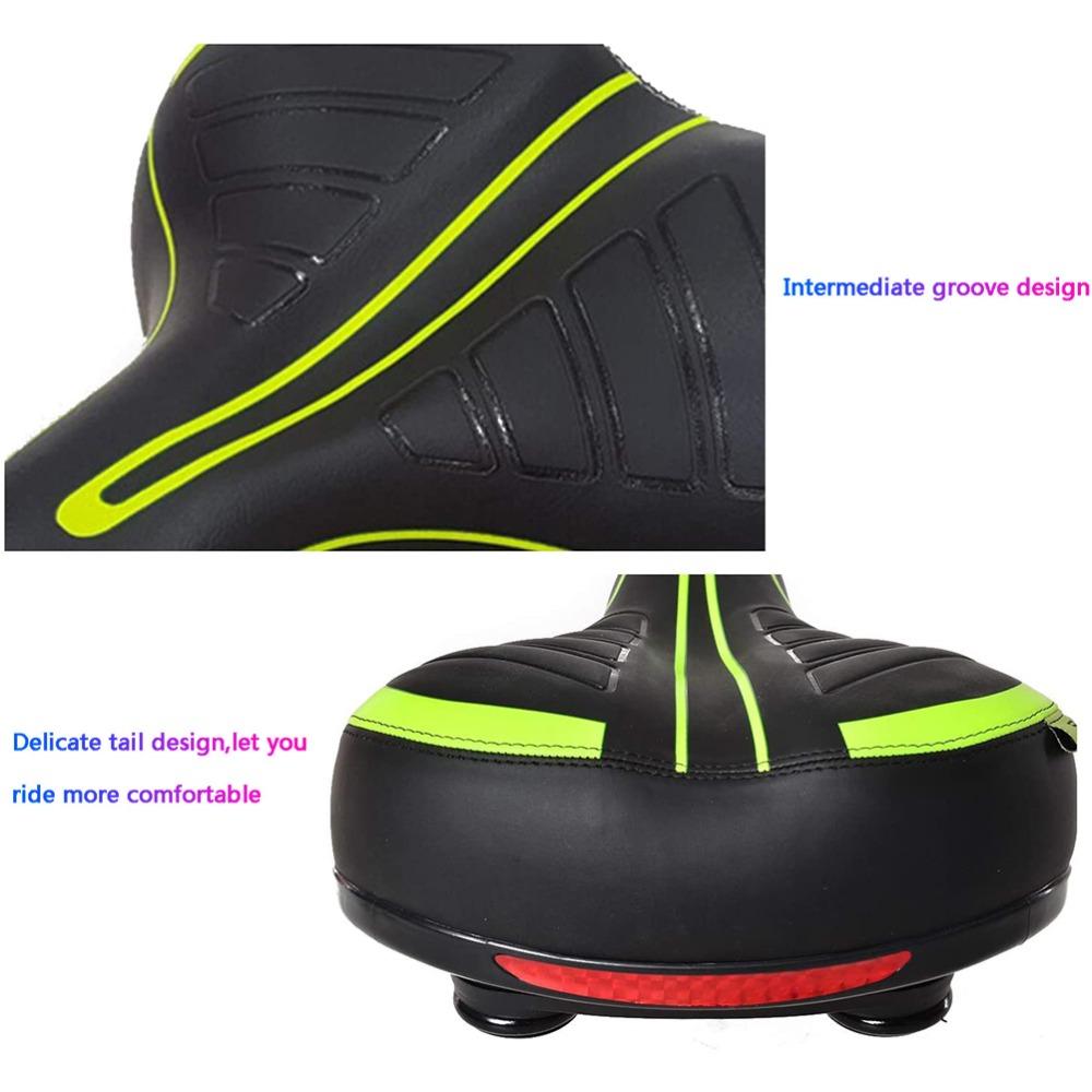 Black and Green Bike Seat PU Leather Bike Saddle Durable Bike Seat Cushion  Exercise Bike