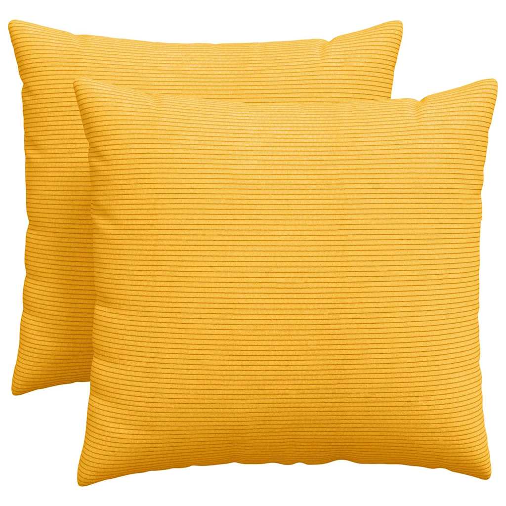 Sofa Cushions 2 Pieces Light Yellow 50 X 50 Cm Corduroy Fabric
