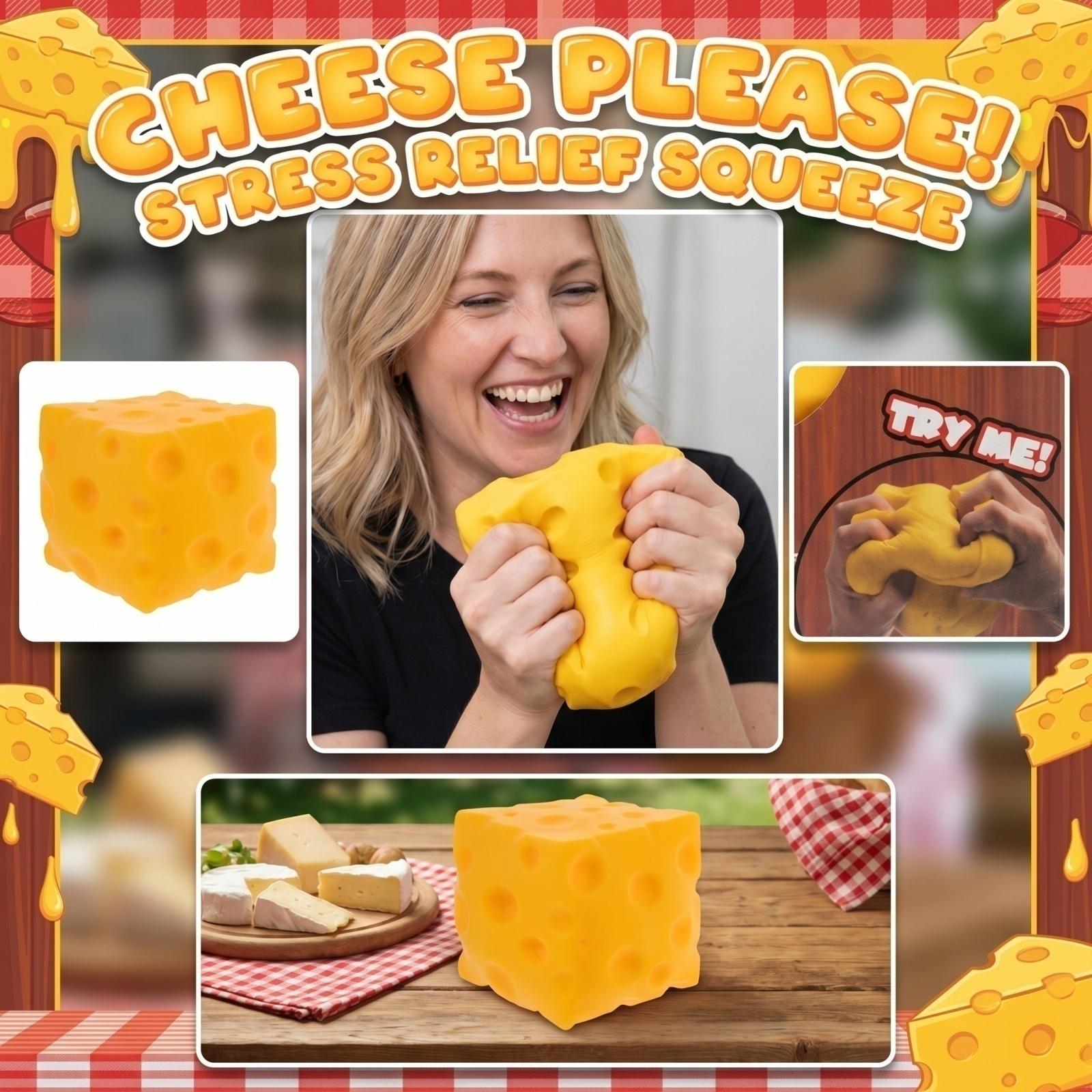 

10cm Slow Rebound Foam Cheese Shaped Stress Relief Toy Soft Lightweight Squishy Sensory Fidget Toy with Packaging Box for Hand Squeeze One Size