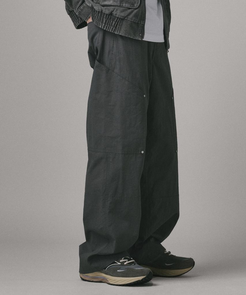 Beodeonteu Utility Side Big Pocket Wide Pants [Charcoal]