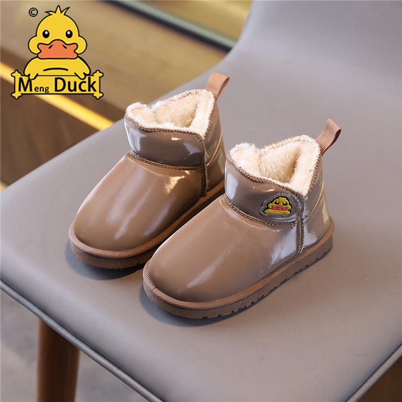 

2025 New Style Girls Patent Leather Winter Snow Boots - Children s Thick Velvet Cotton Shoes 200+ pairs темно-коричневого кольору