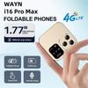 2025 i16 PRO MAX 4G Міні-розкладний мобільний телефон 2 SIM-картки Швидкий набір Відеоплеєр Magic Voice Чорний список Маленький розкладний мобільний телефон Type-C