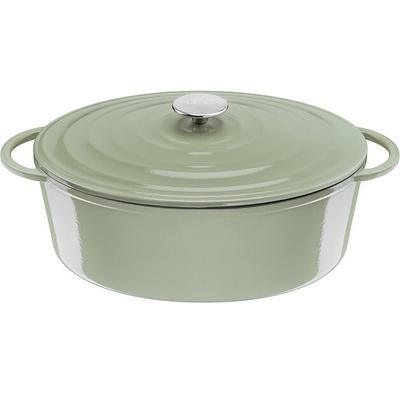 E25806 Lov Cast Iron Oval Saucepan 34x26 Cm Light Green (E2580604)