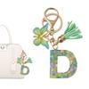 A-Z Initial Letter Keychain Green Butterfly Tassel Letter Charm Bag Pendant Couple Key Holder Pendant For Friend Gifts
