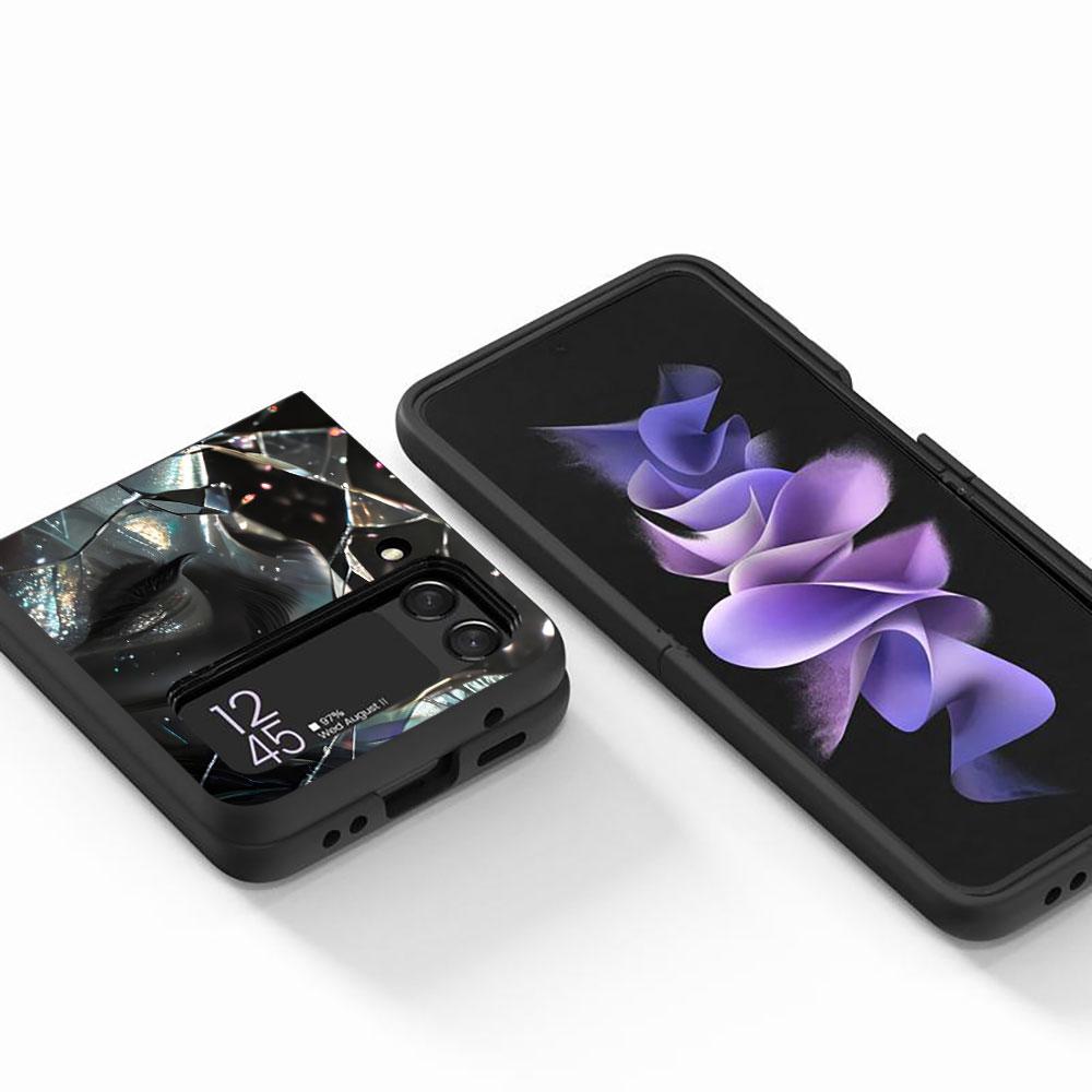 Custodia Beauty Crush Girl per Samsung Galaxy Z Flip4 Flip3 5G Guscio Rigido in PC per Cellulare Z Flip 4 3 Nero Coque Zflip4 Zflip3 Cover